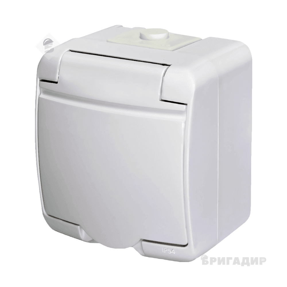 RH Розетка зовнішня 1-а з/з з кришкою біла ІР54 BERTA HN-013041