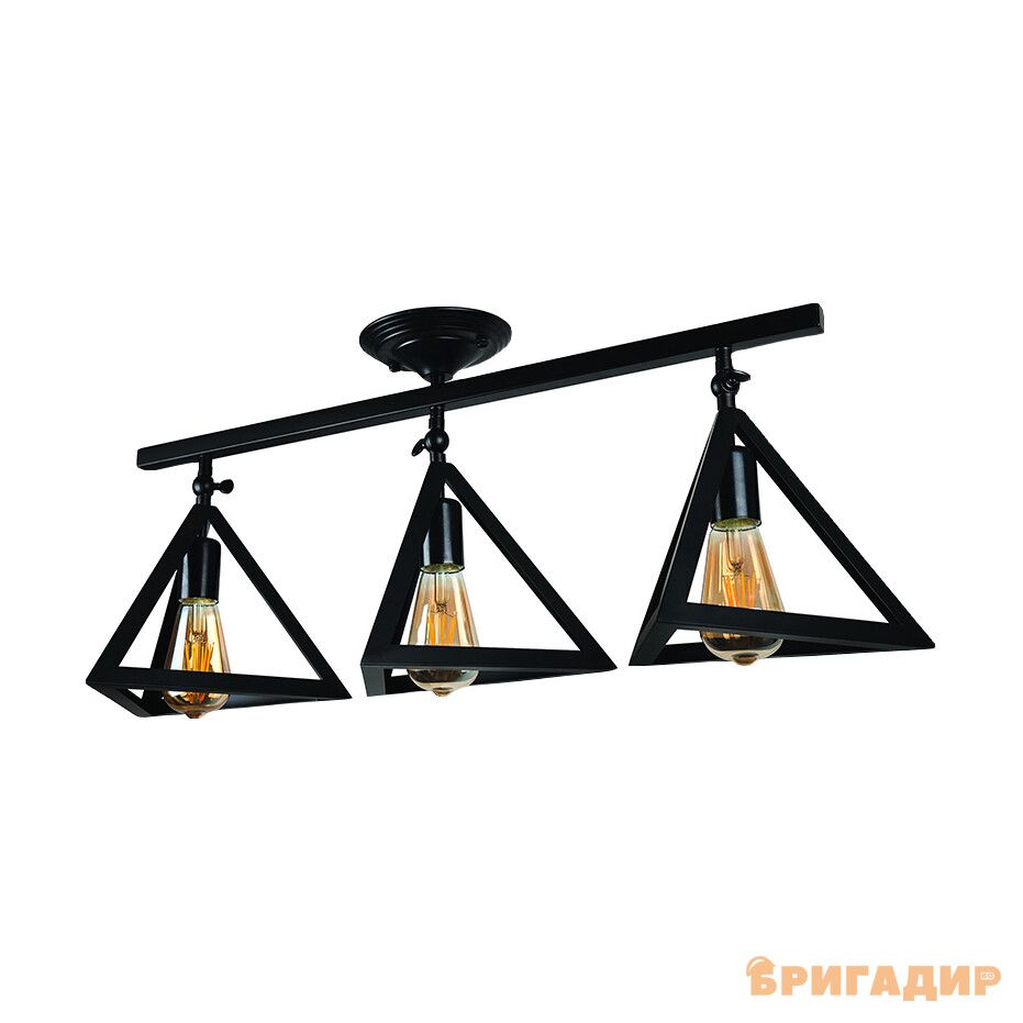 Світильник стельовий 3чорні піраміди лофт