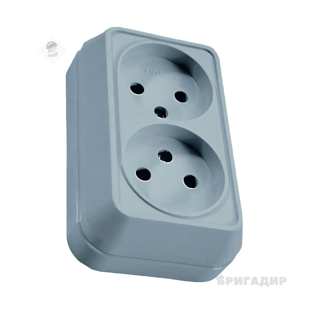 Розетка накладна подвійна Mutlusan NORA IP54 Сіра